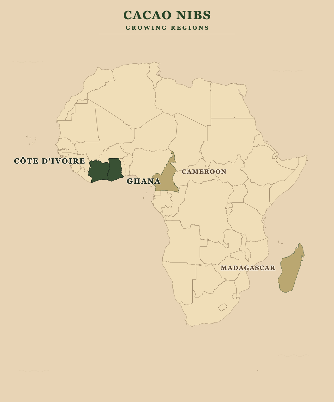 Cacao Nibs — growing regions