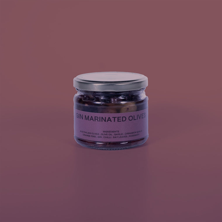 PDC GIN MARINATED OLIVES 275g, pomonadistilling.com.au