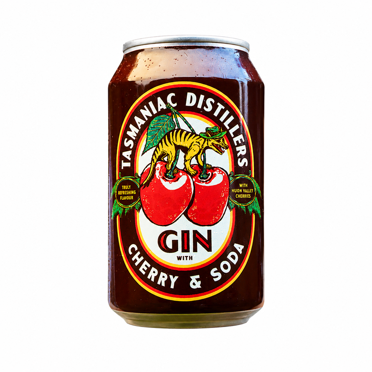 Tasmaniac Tinny - Gin, Cherry & Soda — Tasmaniac Distillers, tasmaniacdistillers.com
