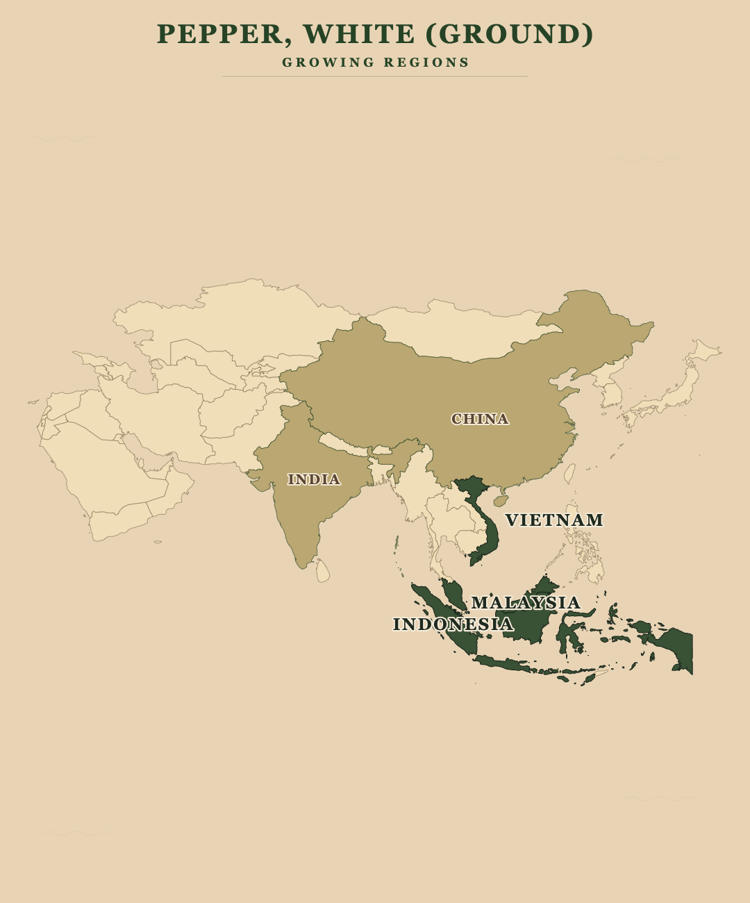 Pepper, White (ground) — growing regions