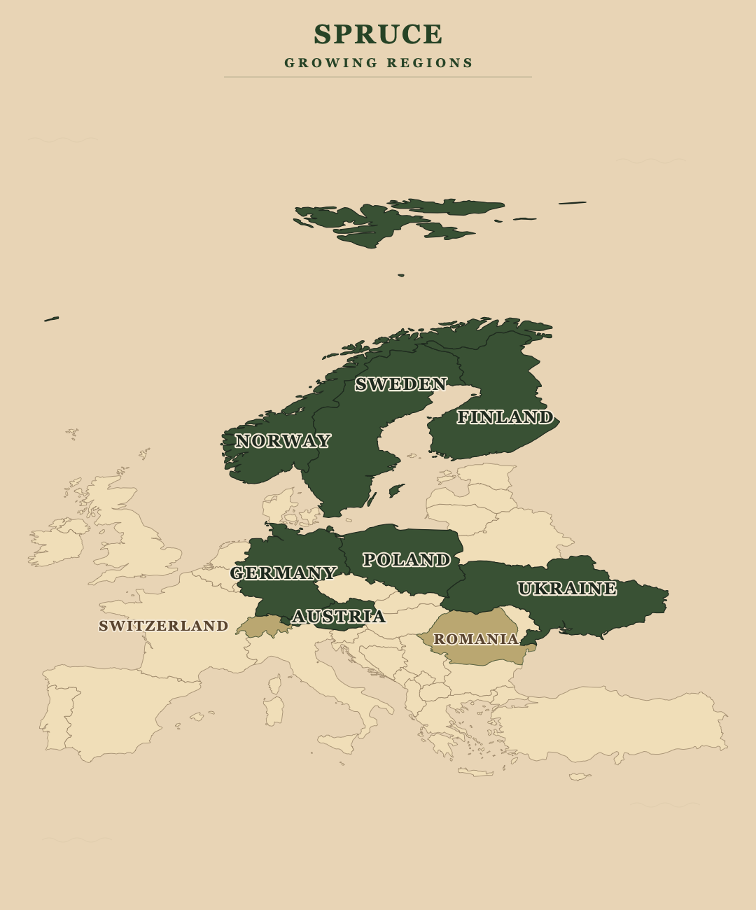 Spruce — growing regions