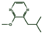 Skeletal diagram of 2-Methoxy-3-isobutylpyrazine (lower than green)