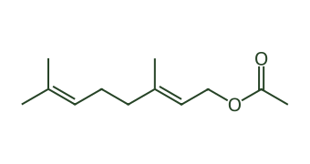 Skeletal diagram of Geranyl acetate