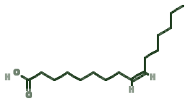 Skeletal diagram of Palmitoleic acid